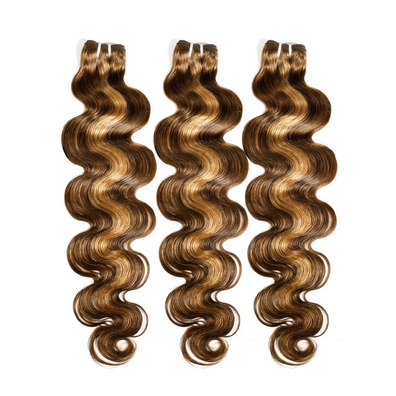 #4/27 Honey Blonde Highlight Body Wave Virgin Human Hair Bundles